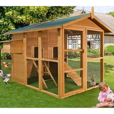 DEUBA Poulailler en bois brun vert 191x151x148cm