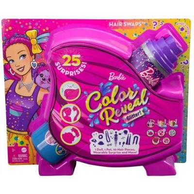 MATTEL Barbie Poup&eacute;e Color Reveal - Rose paillet&eacute; avec 25 surprises