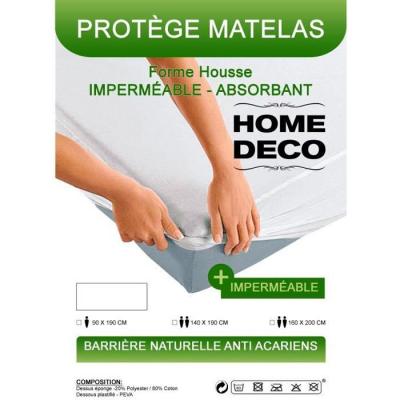 HOME DECO Prot&egrave;ge matelas anti acariens et impermeable Blanc 140x190cm - Blanc