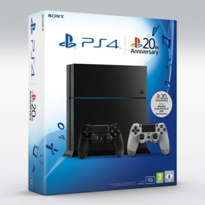Pack Sony Console PS4 1 To Noire + 2&egrave;me Manette Dual Shock 4 20&egrave;me Anniversaire 