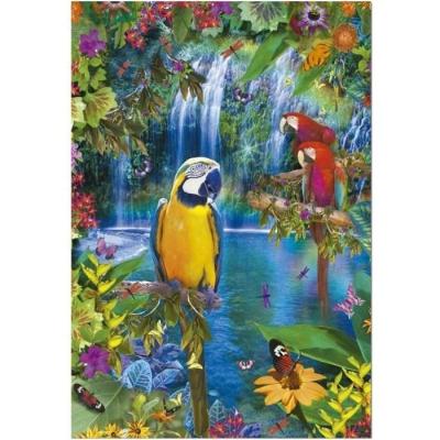  Puzzle 500 pieces perroquets au bord de la rivi&egrave;re dans la foret tropicale - educa collection animaux oiseaux 
