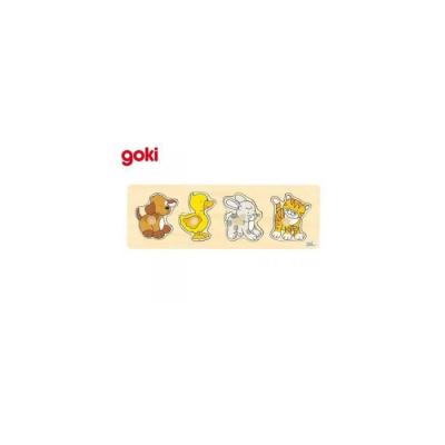 GOLLNEST Puzzle &agrave; boutons B&eacute;b&eacute;s animaux 4 &eacute;l&eacute;ments - GOKI