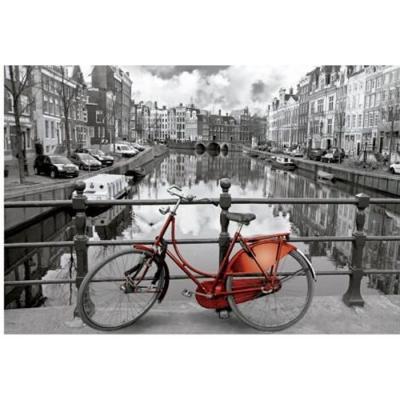 EDUCA Puzzle adulte 3000 pieces amsterdam et le velo au bord du fleuve -  collection noir et blanc pays-bas 