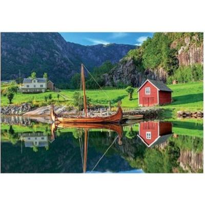 EDUCA Puzzle adulte : bateau viking / drakkar - 1500 pieces -  collection paysage / danemark 