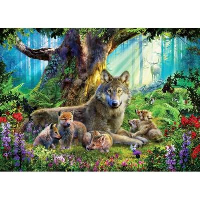  Puzzle adulte famille de loup couche dans la foret - 1000 pieces - ravensburger animaux de la sauvage 