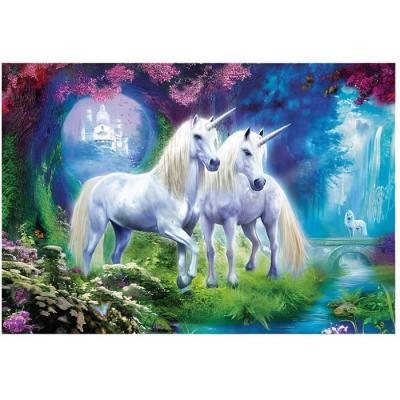 EDUCA Puzzle adulte les licornes blanches au bord de la riviere - collection animaux fantastiques - 500 pieces -  