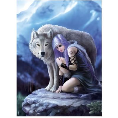CLEMENTONI Puzzle adulte : loup protecteur - anne stokes - 1000 pieces 