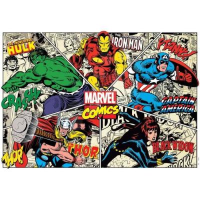 EDUCA Puzzle adulte marvel comics : hulk iron man captain america thor black window - 1000 pieces -  collection super heroes 
