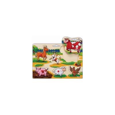 EICHHORN Puzzle en bois a encastrer animaux de la ferme public 6 pieces - puzzle bouton  