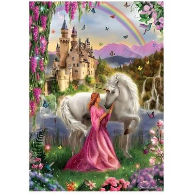 EDUCA Puzzle la licorne blanche et la princesse - 500 pieces -  collection animaux fantastiques 
