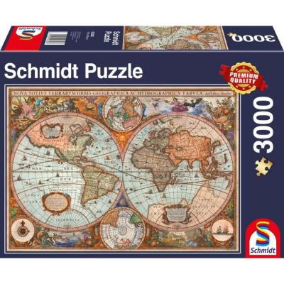 SCHMIDT SPIELE Puzzle Mappemonde antique, 3000 pcs
