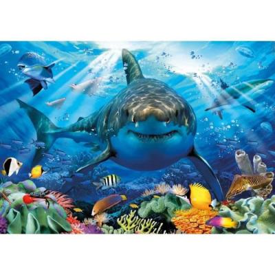  Puzzle monde sous marin avec grand requin blanc et poissons et raies manta 500 pieces - collection animaux de la mer - educa 