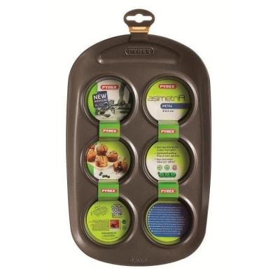 PYREX Moule &agrave; 6 muffins en m&eacute;tal avec prise en main facile,  asimetriA