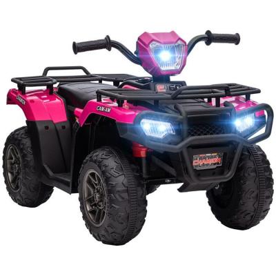 HOMCOM Quad &eacute;lectrique enfant 12v 2 moteurs vitesse 2-4kmh effets lumineux sonores rose