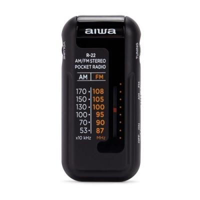 AIWA  R22 Portable Pocket Radio with Earphones, Black EU