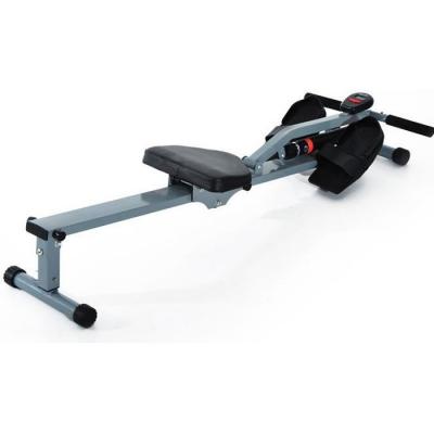 HOMCOM  Rameur d'appartement 12 Niveaux de r&eacute;sistance &eacute;cran LCD Multifonction Acier Gris et Noir