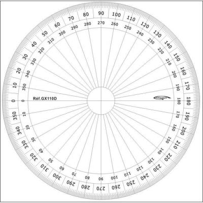 GRAPHOPLEX  Rapporteur cercle entier 10cm degr&eacute;s Transparent