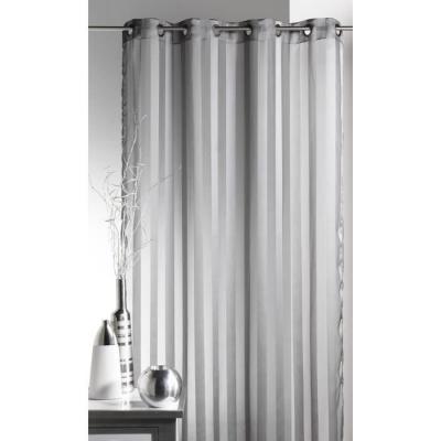 REFLET Voilage Tisse Rayures - Gris - H 140 x L 250 cm
