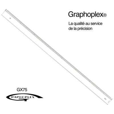 GRAPHOPLEX R&egrave;gle transparente 1 biseau + bosselage 75 cm -  {couleur}