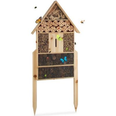 RELAXDAYS  H&ocirc;tel &agrave; insectes sur pied nature XXL abri refuge nichoir maison abeille papillon coccinelles HxlxP: 79 x 49 x 13 cm 