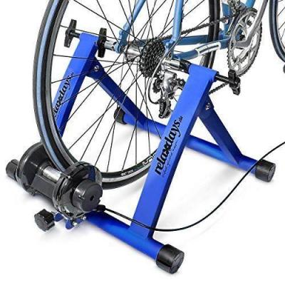 RELAXDAYS  simulateur de v&eacute;lo pliable avec 7 niveaux de r&eacute;sistance rouleau r&eacute;glable bleu