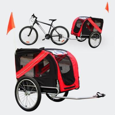WILTEC  Remorque de v&eacute;lo pour chien, 2200 x 700 x 780 mm, Rouge noir, capacit&eacute; 40 kg, Poussette &agrave; attelage embrayage rotatif de s&eacute;curit&eacute;,