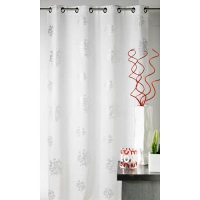 Rideau d'ameublement imprim&eacute;s motifs Argent Blanc 140 x 260 cm - Blanc