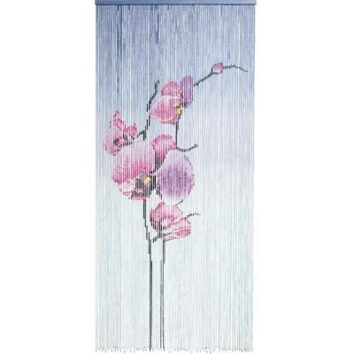 Rideau de porte bambou - Motif Tiges d'Orchidee - 90x200cm