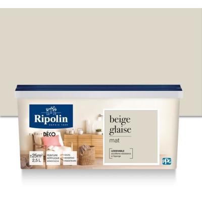 RIPOLIN  - Peinture Murale Toutes Pi&egrave;ces - Mat - 2,5L - Beige Glaise Beige Glaise
