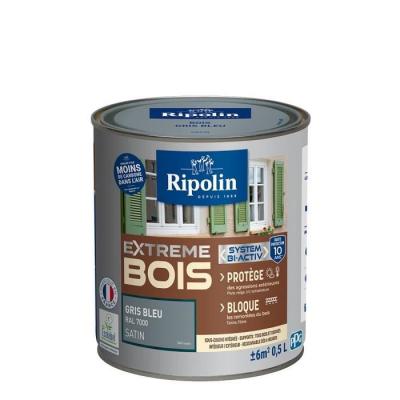 RIPOLIN  Peinture Bois Satin Haute Protection 10 ans qui Prot&egrave;ge et Magnifie vos Bois - Gris bleu