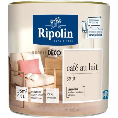RIPOLIN  - Peinture Murale Toutes Pi&egrave;ces - Satin - 0,5L - Caf&eacute; au Lait