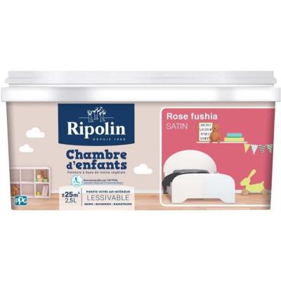 RIPOLIN Peinture rose fushia satin  Chambre enfants 2.5 l