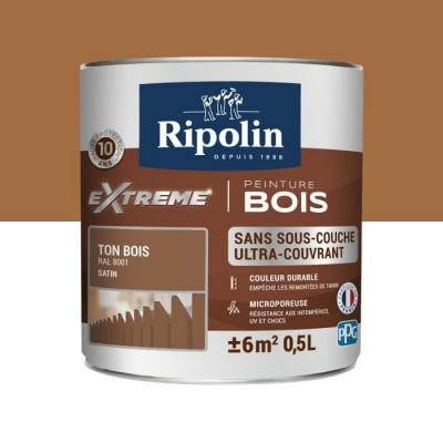 RIPOLIN  Peinture Bois Satin Haute Protection 10 ans qui Prot&egrave;ge et Magnifie vos Bois - Ton bois 