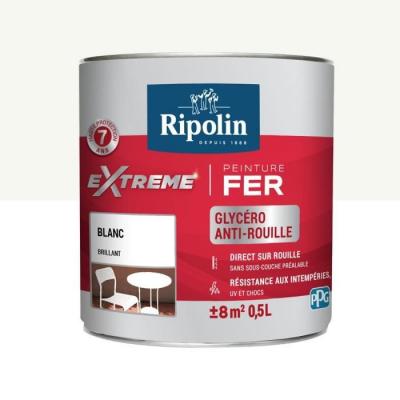 RIPOLIN  Peinture pour Fer Ext&eacute;rieur - Blanc Brillant, 0,5L