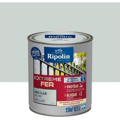 RIPOLIN Peinture pour Fer Ext&eacute;rieur - Brillant - 0,5L - Gris Clair RAL 7035 -  - Gris Clair