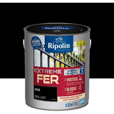RIPOLIN Peinture fer ext&eacute;rieur  Extr&ecirc;me brillant noir 2L