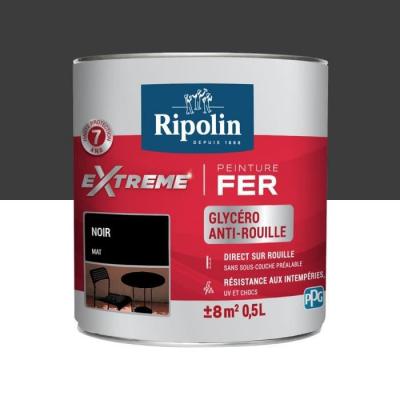 RIPOLIN Peinture pour Fer Ext&eacute;rieur - Mat - 0,5L - Noir  Noir