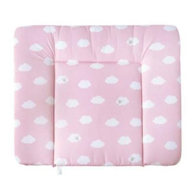 ROBA Matelas &agrave; Langer Doux  - Kleine Wolke blau - Nuage Rose imprim&eacute; - 85x75 cm - Rev&ecirc;tu PU 