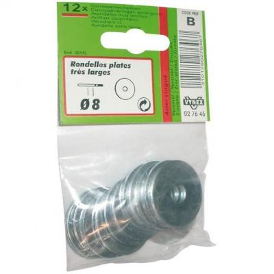 VYNEX Rondelle plate extra large diam&egrave;tre 8 mm, 12 pi&egrave;ces. 