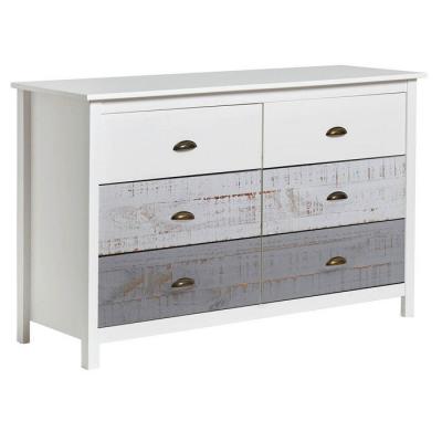 ROSALIA - Commode 6 Tiroirs Bois Aspect Vieilli -