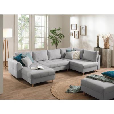 LISA DESIGN Canap&eacute; panoramique Rune - 7 places - style scandinave - droit - Gris clair
