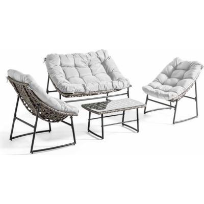 OVIALA Salon de jardin - 135 x 75 x 86 cm - Acier - Solys - Taupe