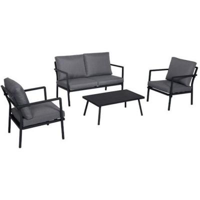 CEMONJARDIN Salon de jardin bas en aluminium gris fonc&eacute; - 4 places