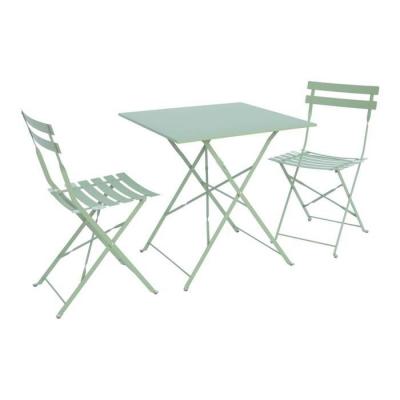 SWEEEK Salon De Jardin Bistrot Pliable - Emilia Carr&eacute; Vert De Gris - Table 70x70 Cm Avec Deux Chaises