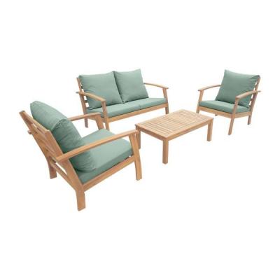 SWEEEK Salon de jardin en bois 4 places vert gris