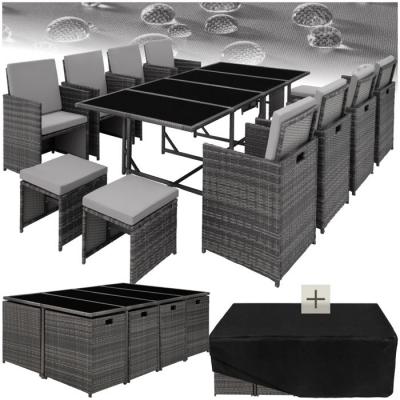TECTAKE Ensemble de jardin Palma 12 places gris/gris clair