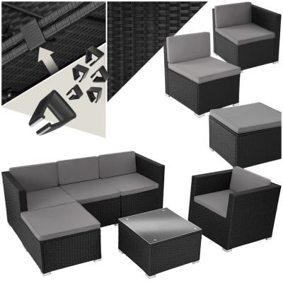 TECTAKE  salon en rotin lignano avec fauteuil - noir 404790
