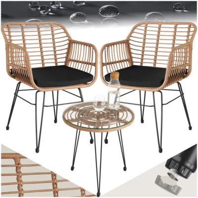 TECTAKE  salon de jardin en rotin molfetta - marron naturel 403558