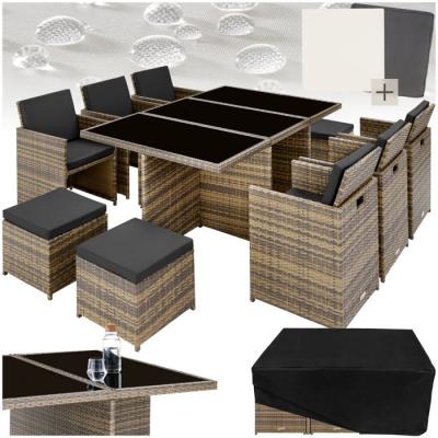 TECTAKE Salon de jardin NEW YORK 10 places avec 2 sets de housses