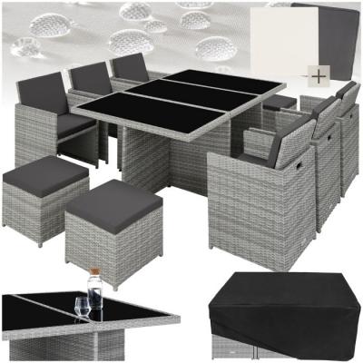 TECTAKE  - Salon de jardin Avec cadre en aluminium - gris clair
